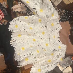 Floral Lace Top with Yellow Accents